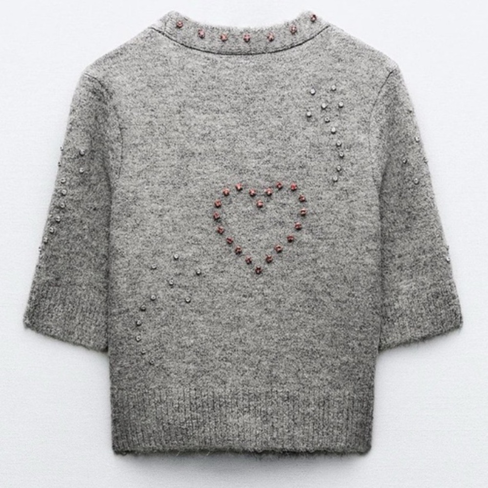 ZARA ✨VIRAL✨ ♥️ Rhinestone Appliqué Cardigan - Picture 4 of 17